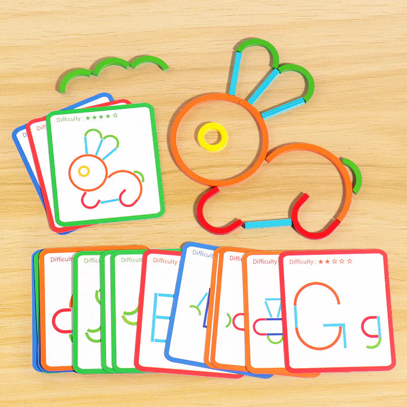 Puzzle Montessori en Bois – Bâtonnets et Anneaux