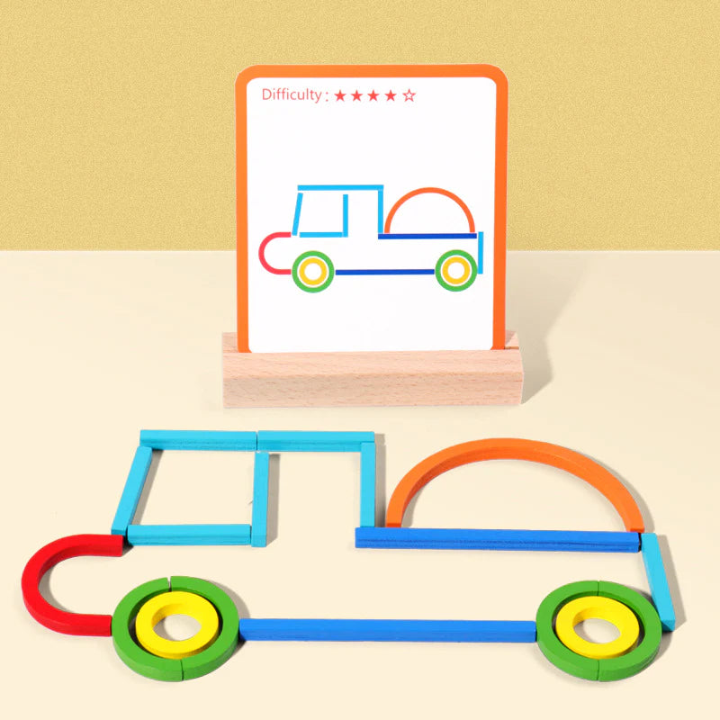 Puzzle Montessori en Bois – Bâtonnets et Anneaux