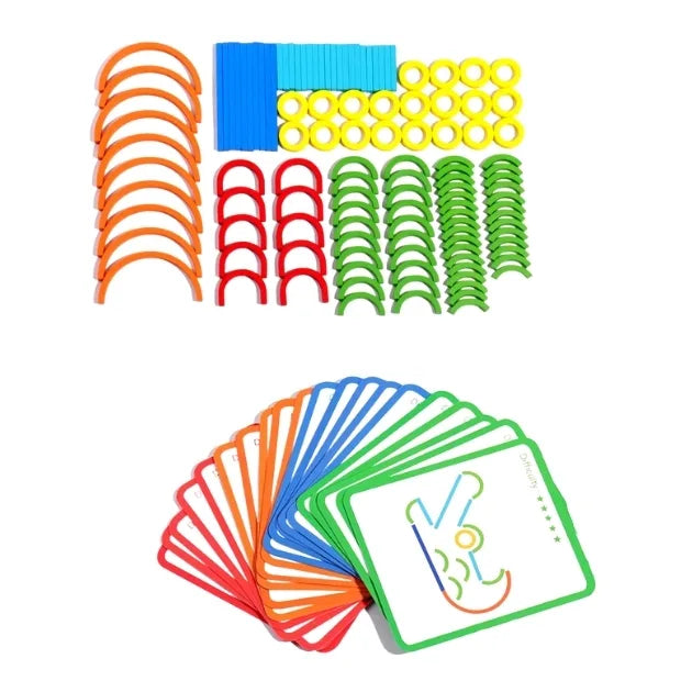 Puzzle Montessori en Bois – Bâtonnets et Anneaux