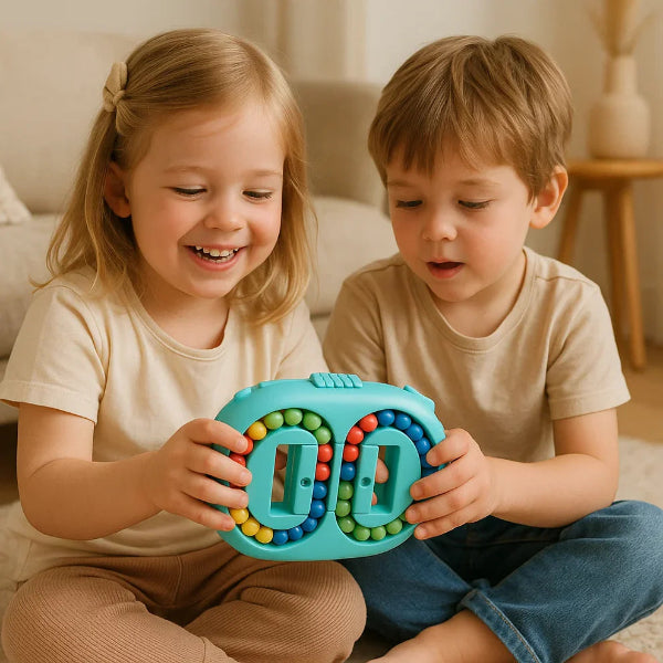 Double-sided colored marble logic game