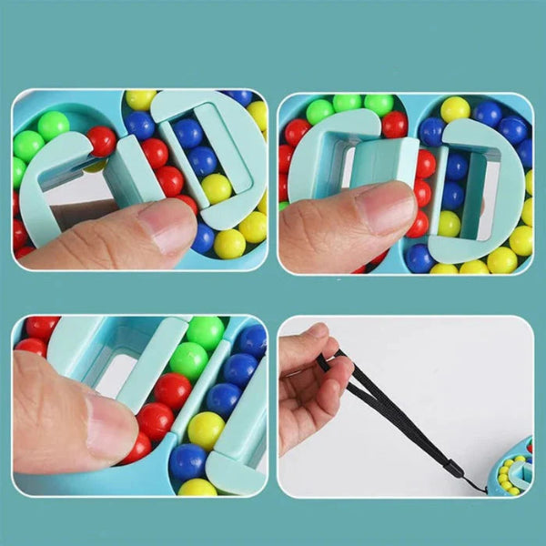 Double-sided colored marble logic game