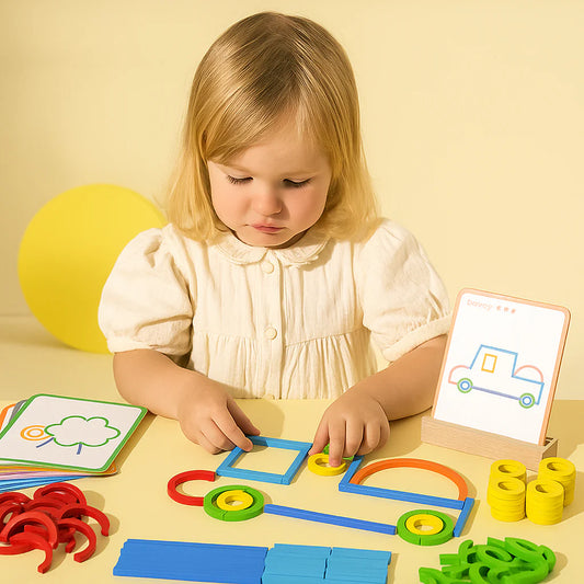 Puzzle Montessori en Bois – Bâtonnets et Anneaux