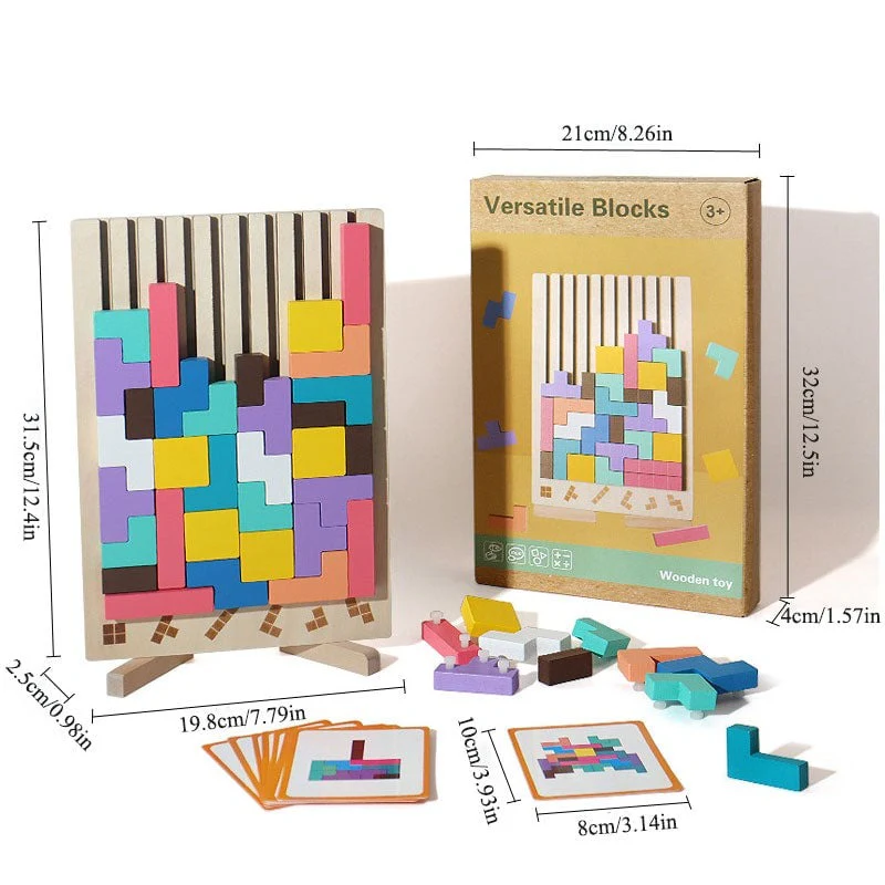 Tetris Montessori – Puzzle Stimulant en Bois pour Enfants