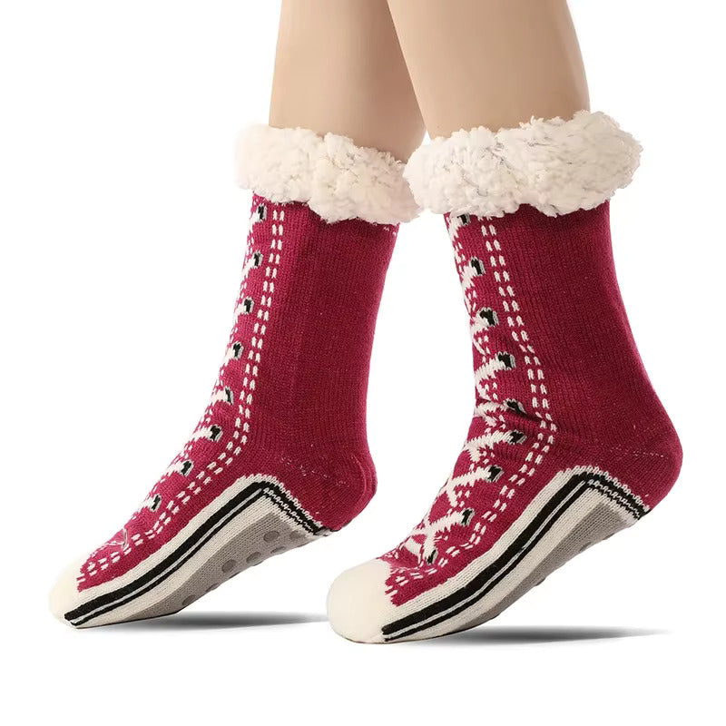 Qunature Chaussettes Ski Enfant Épais - 1 Paire Hautes Mollet Laine Thermique Chaudes