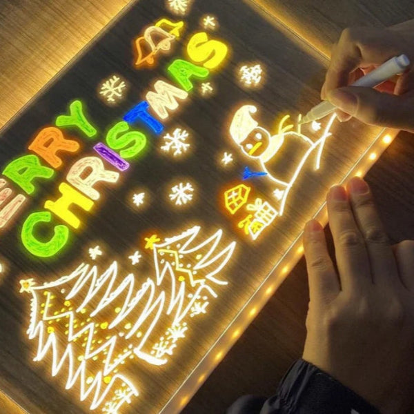 Tablette lumineuse dessin enfant - - 7 stylos colorés - Tableau magique LED - Idée cadeau - 30x20 cm - Jeux - Jouets Tablette lumineuse dessin enfant - - 7 stylos colorés - Tableau magique LED - Idée cadeau - 30x20 cm - Jeux - Jouets