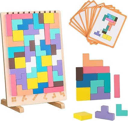 Tetris Montessori – Puzzle Stimulant en Bois pour Enfants